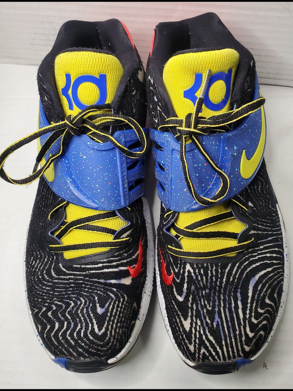 Nike KD 14 Sneakers Zebra, Blue, And Yellow Mens 10